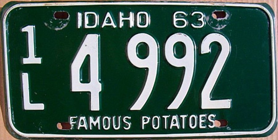 Number plates - Plaque d'immatriculation - USA - Etat de l'Idaho 